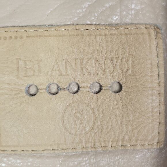 Blank NYC Tan faux Leather Moto Jacket Asymmetrical Zipper. Size S - Picture 4 of 8